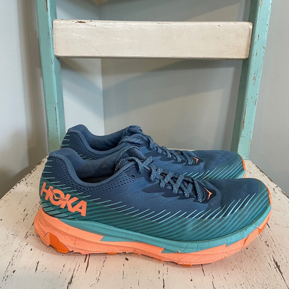 Hoka One One Torrent 2 Women's Trail Running Shoes Teal Orange 1110497 Size 9